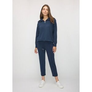Kit and Ace Navy Blue High Rise Pintuck Cropped Trousers Pants Women's Size 10